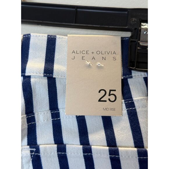 Alice & Olivia Women's CD403311630 Size 25 Indigo Admiral Stripe Bootcut Jeans - Picture 9 of 11